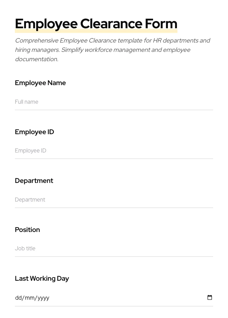 Employee Clearance preview