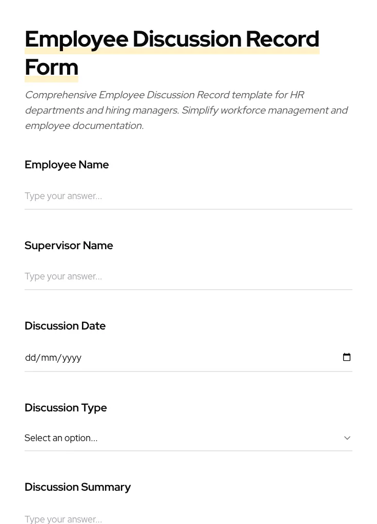 Employee Discussion Record preview