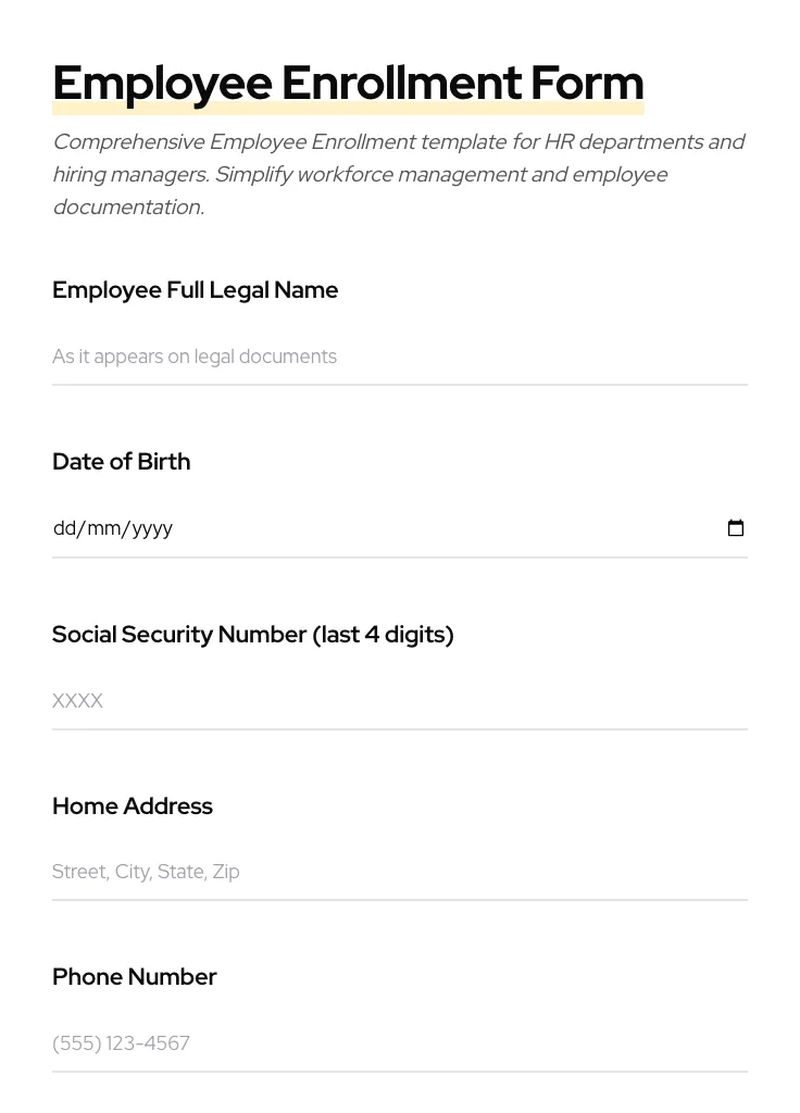 Employee Enrollment preview