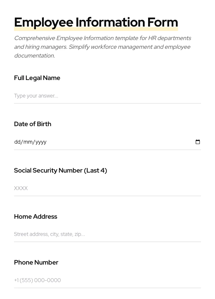 Employee Information preview