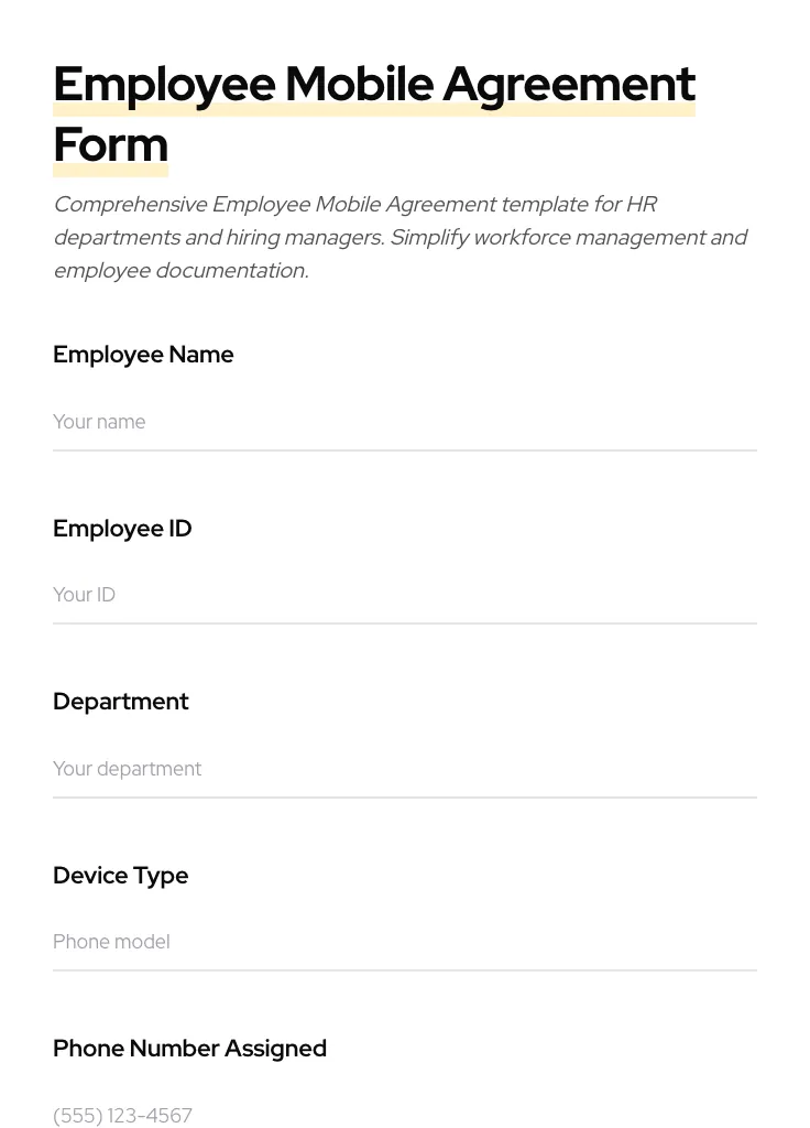 Employee Mobile Agreement preview