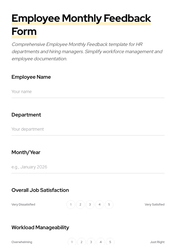 Employee Monthly Feedback preview