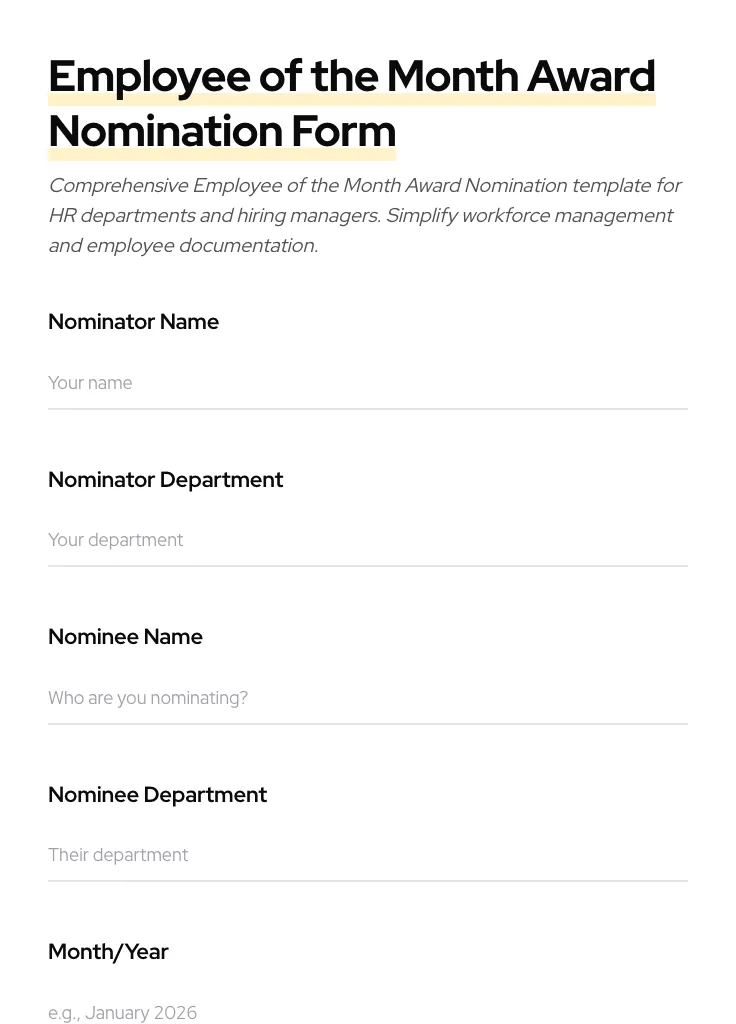 Employee of the Month Award Nomination preview