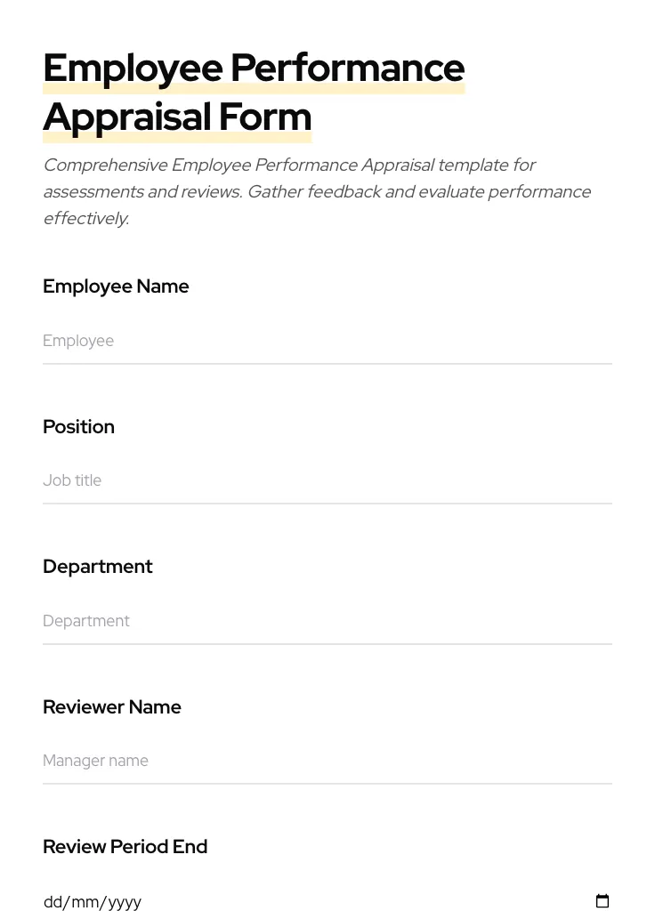 Employee Performance Appraisal preview