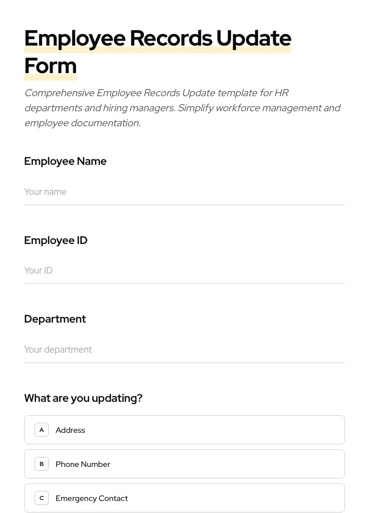 Employee Records Update preview