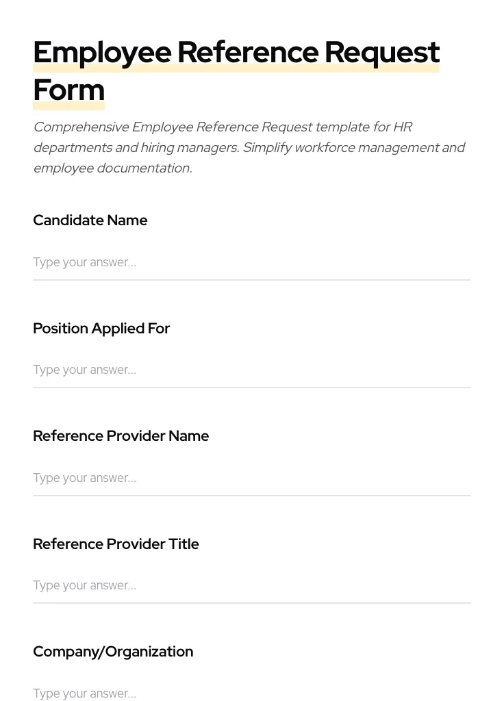 Employee Reference Request preview