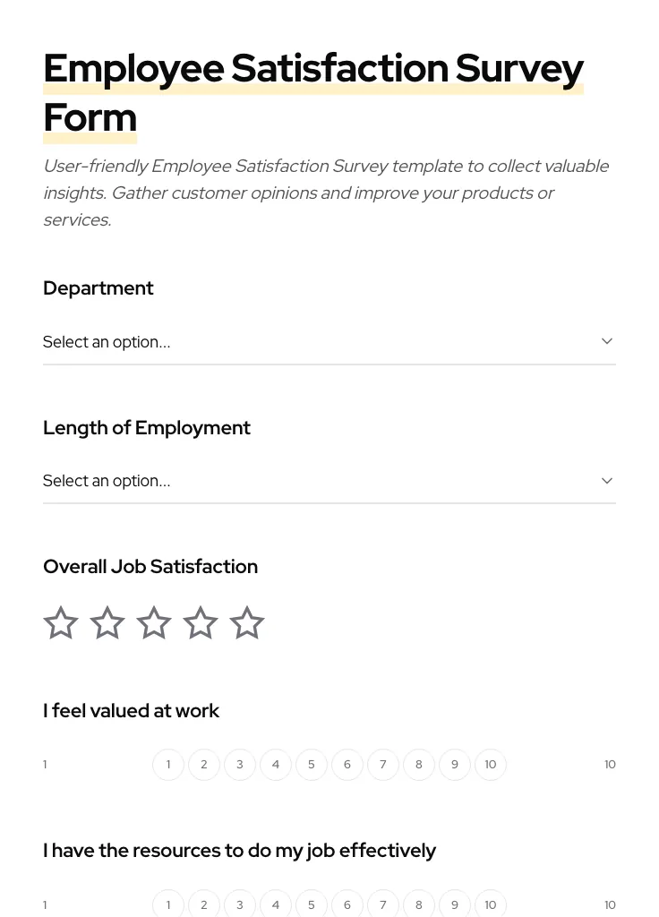 Employee Satisfaction Survey preview