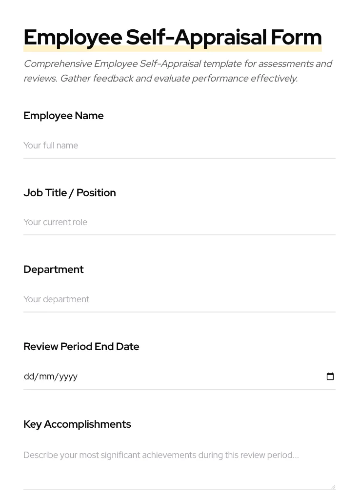 Employee Self-Appraisal preview