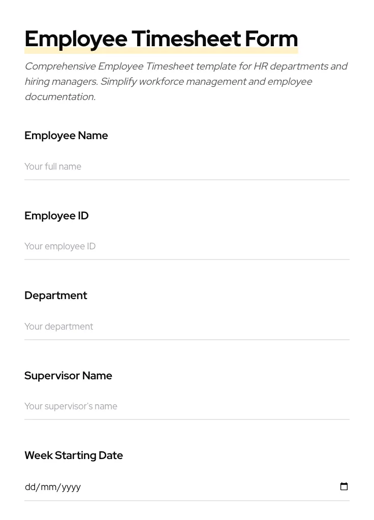 Employee Timesheet preview