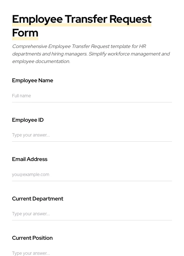 Employee Transfer Request preview
