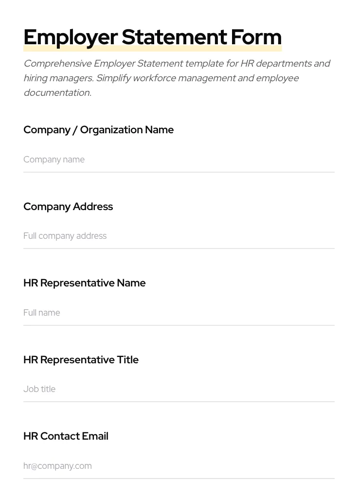 Employer Statement preview