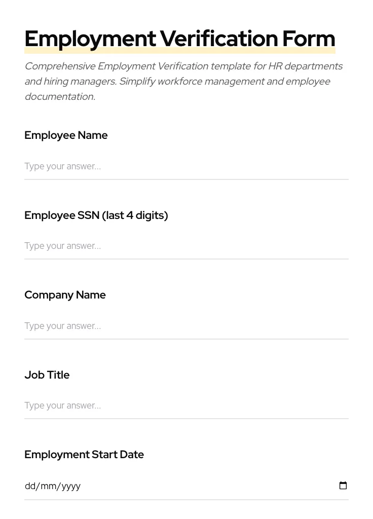 Employment Verification preview