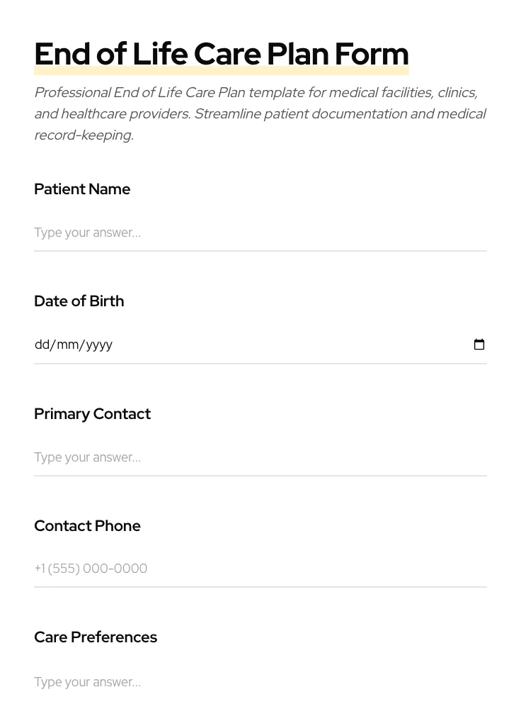End of Life Care Plan preview