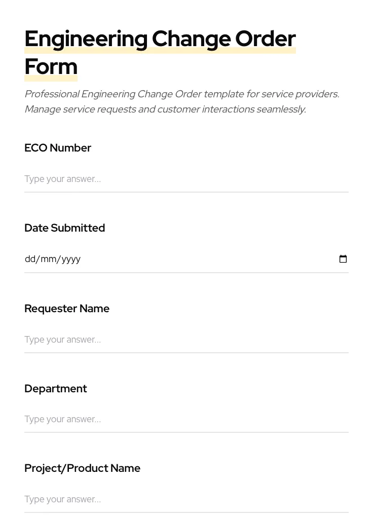Engineering Change Order preview