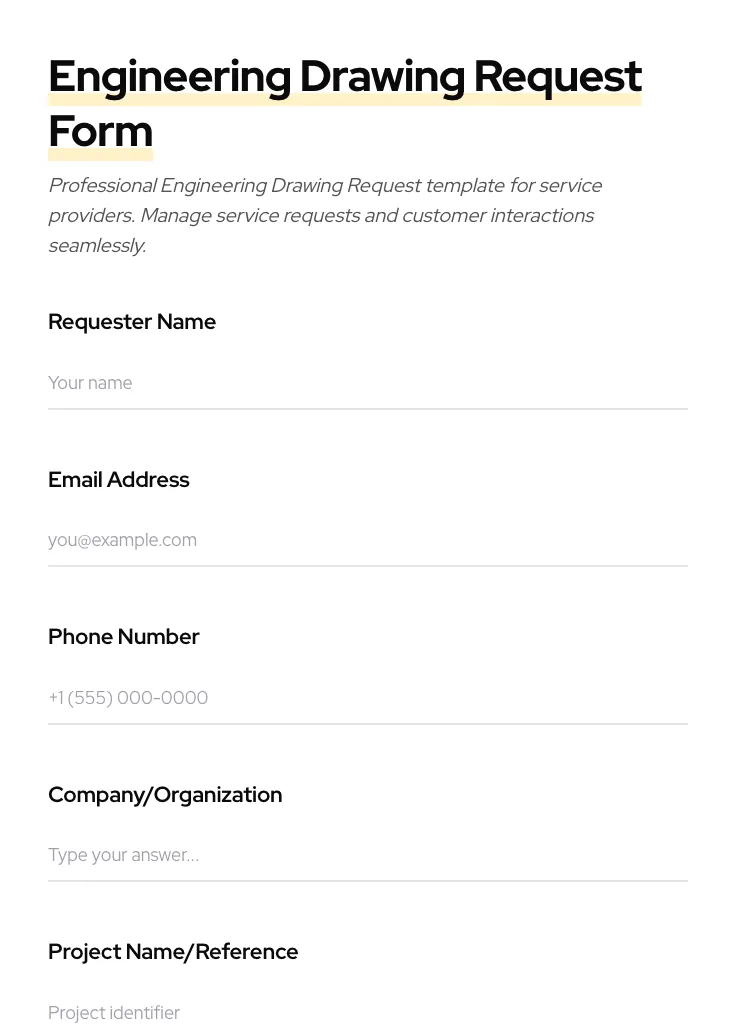 Engineering Drawing Request preview