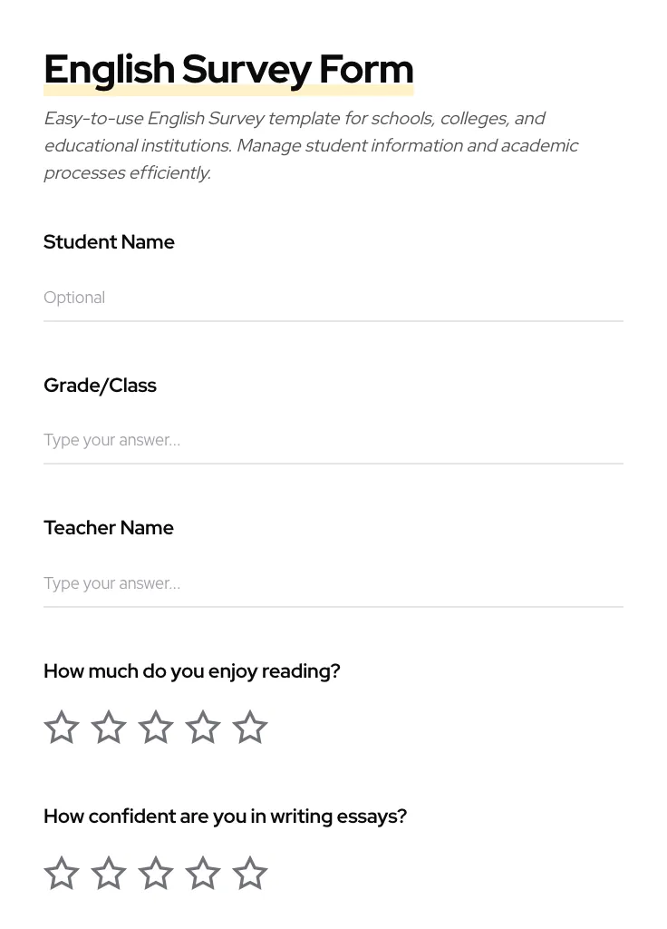 English Survey preview