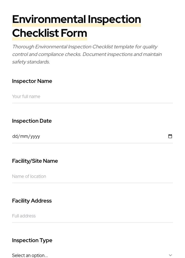 Environmental Inspection Checklist preview