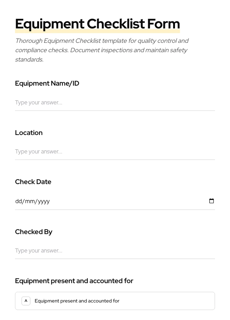 Equipment Checklist preview