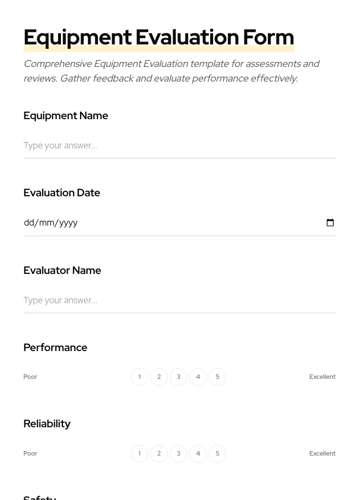 Equipment Evaluation preview