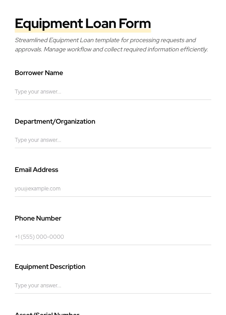 Equipment Loan preview