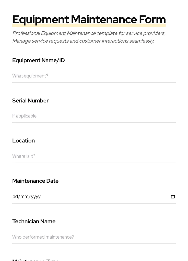 Equipment Maintenance preview
