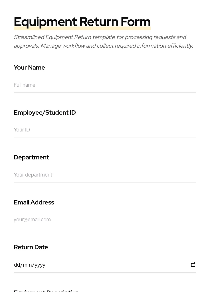 Equipment Return preview