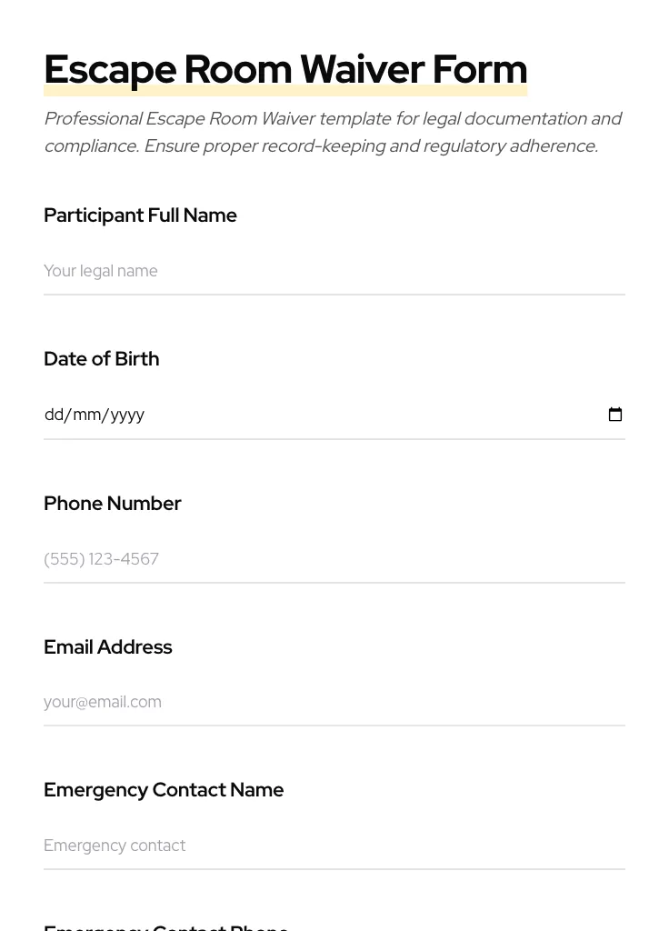 Escape Room Waiver preview