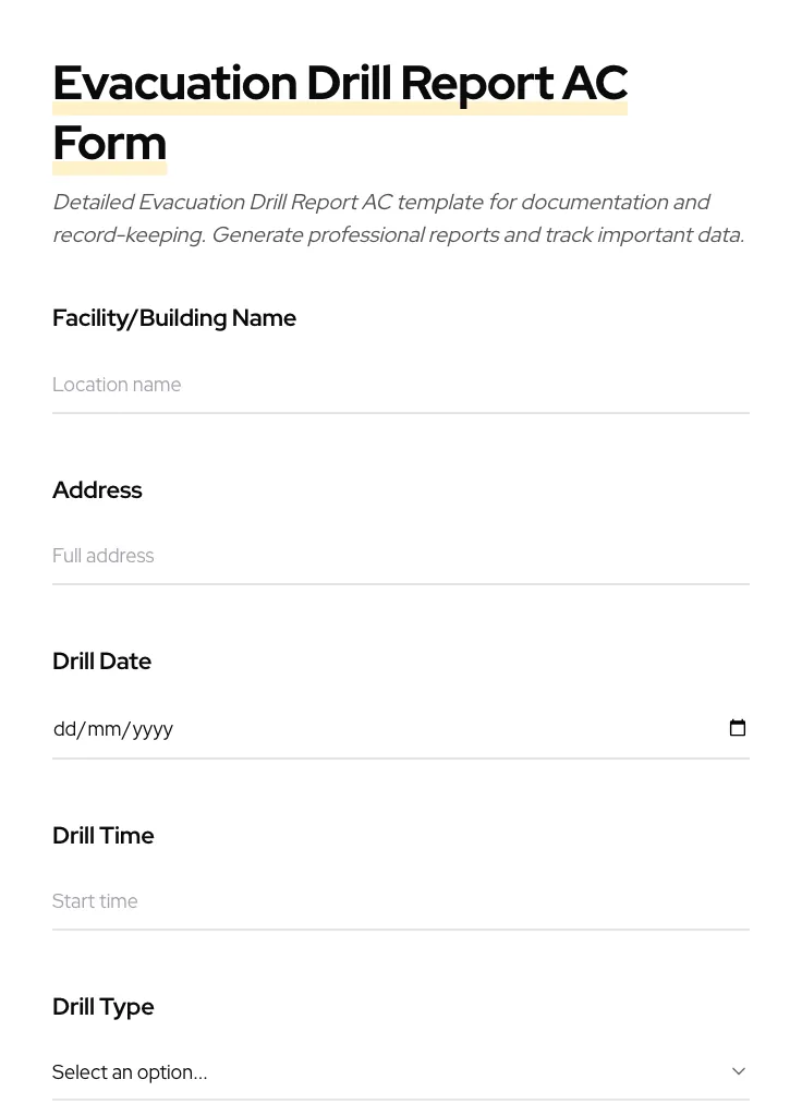 Evacuation Drill Report AC preview