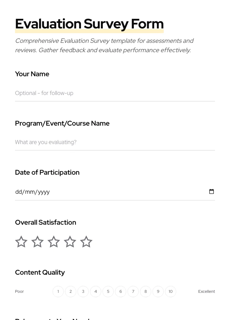 Evaluation Survey preview