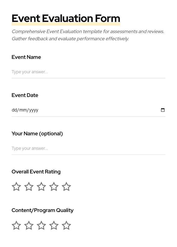 Event Evaluation preview