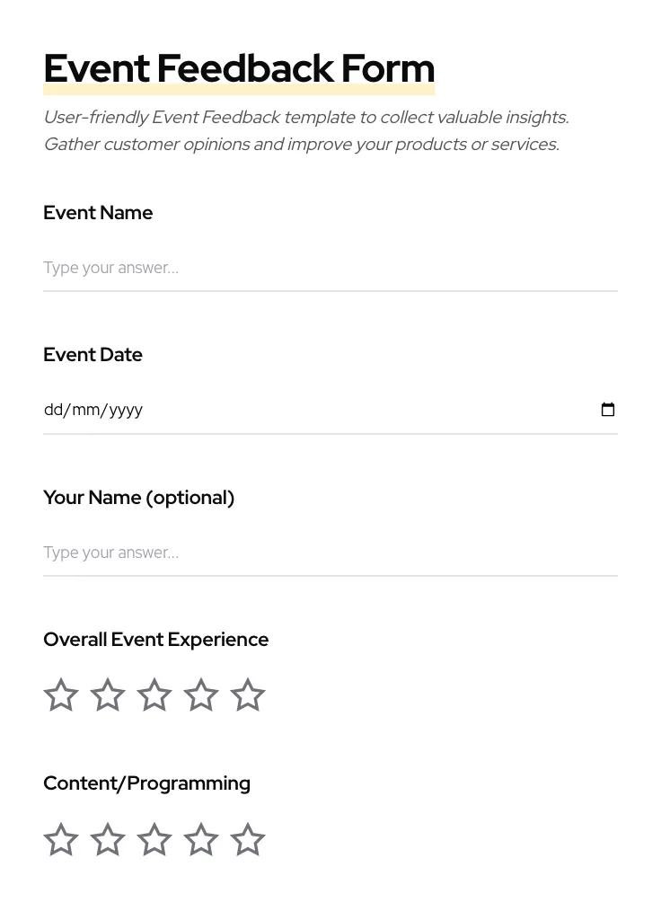 Event Feedback preview