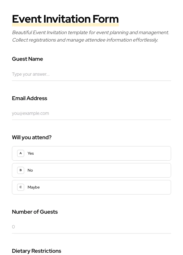 Event Invitation preview