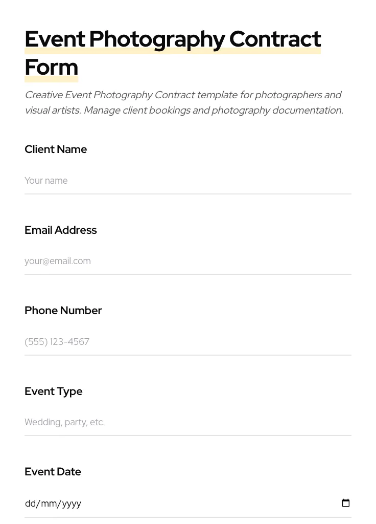 Event Photography Contract preview