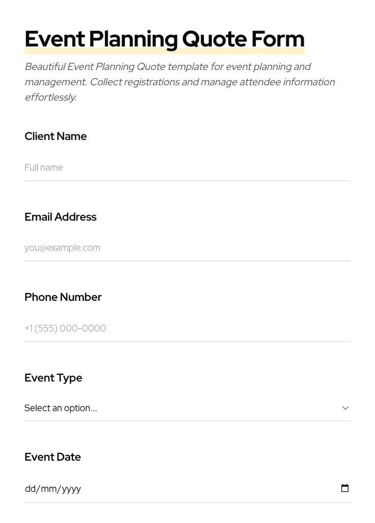 Event Planning Quote preview