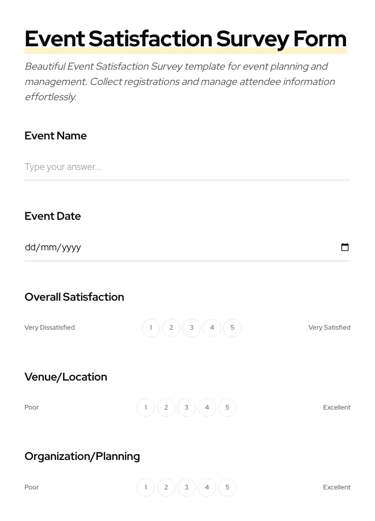 Event Satisfaction Survey preview