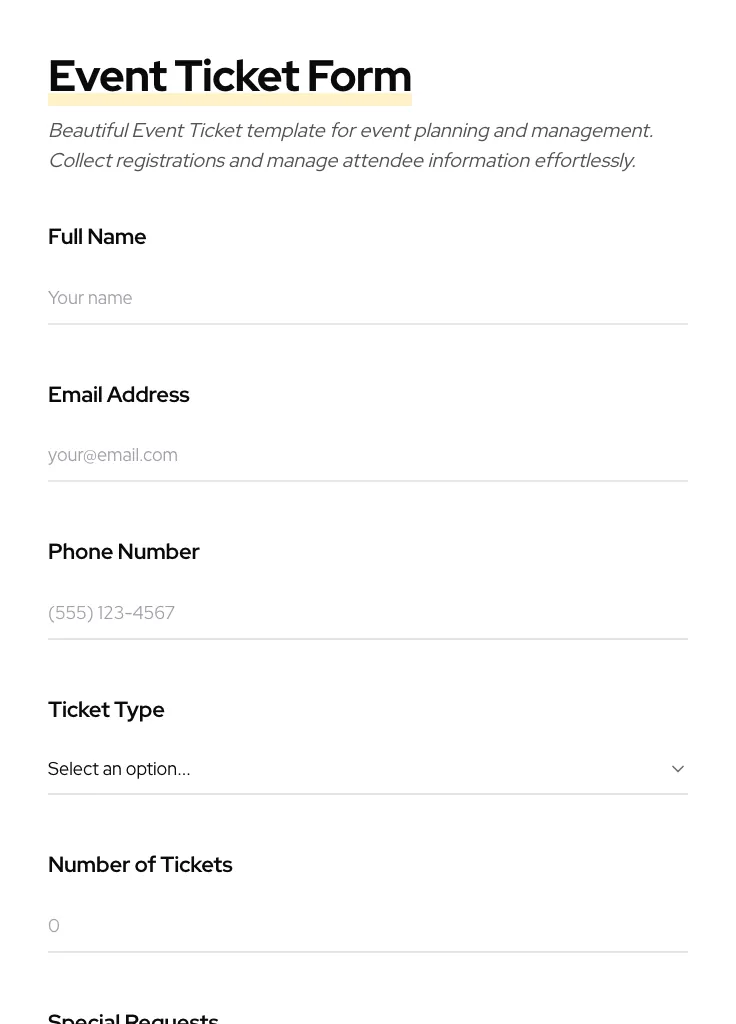 Event Ticket preview