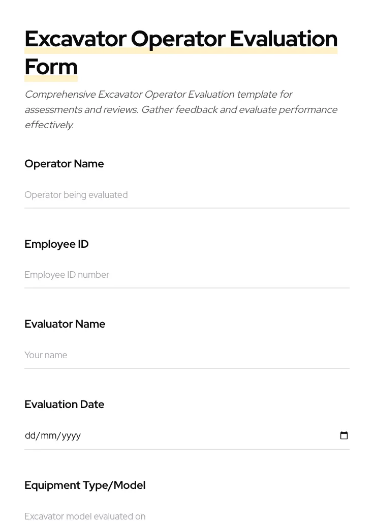 Excavator Operator Evaluation preview