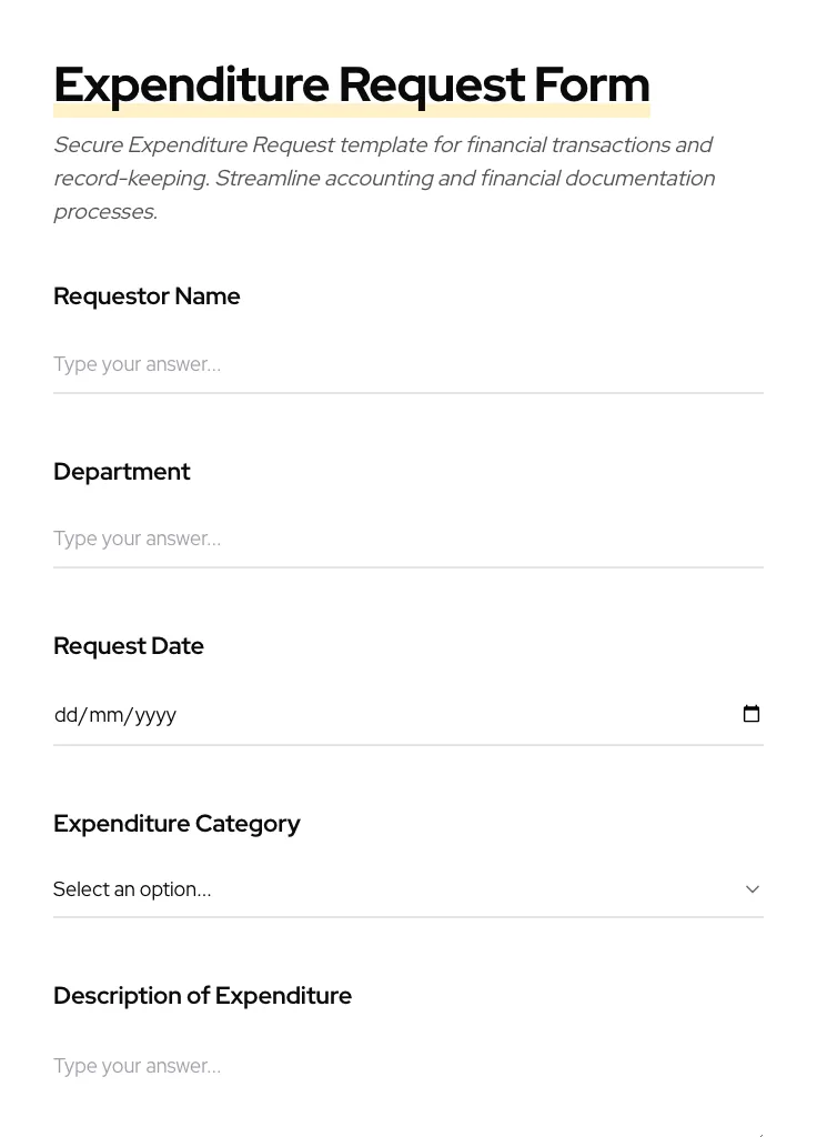 Expenditure Request preview