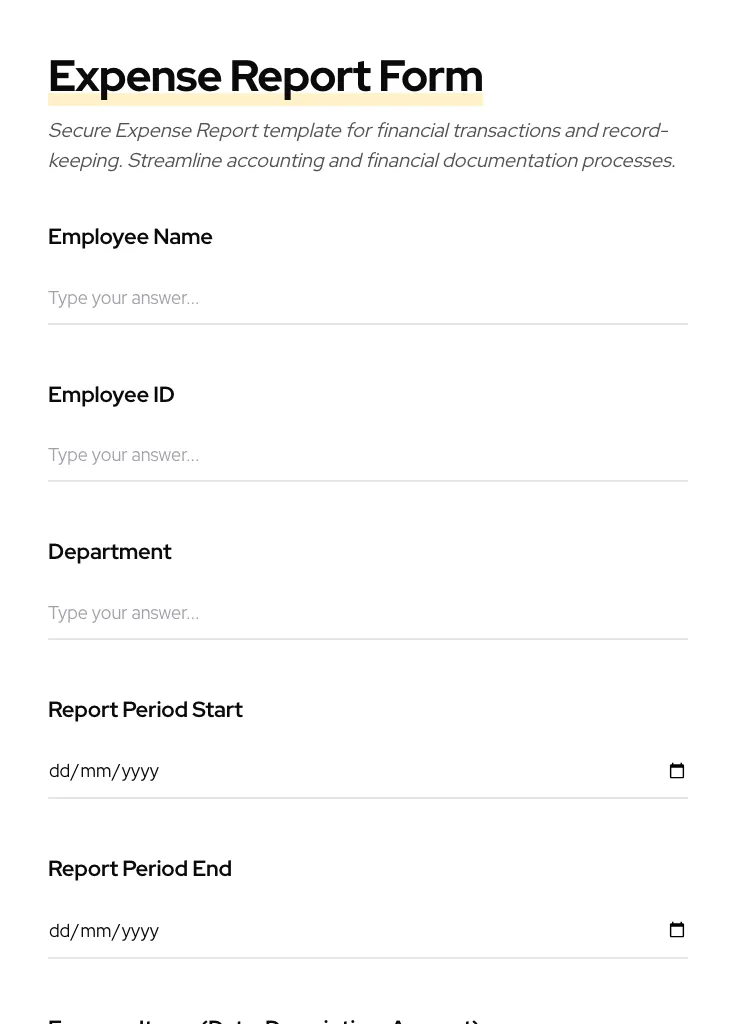 Expense Report preview