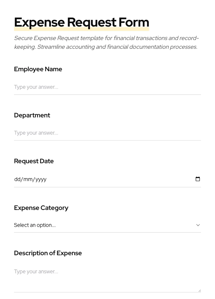 Expense Request preview