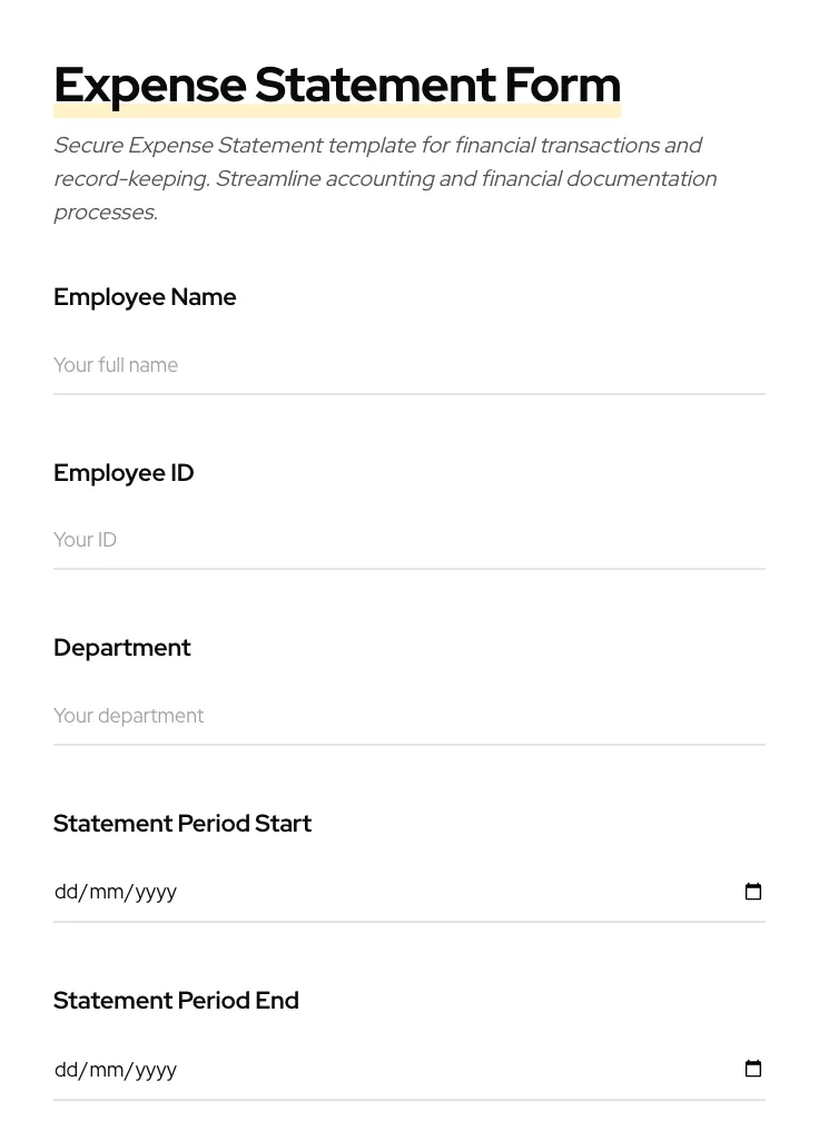 Expense Statement preview