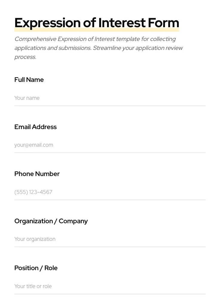 Expression of Interest preview