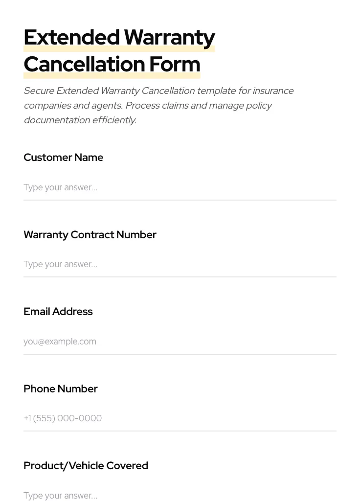 Extended Warranty Cancellation preview