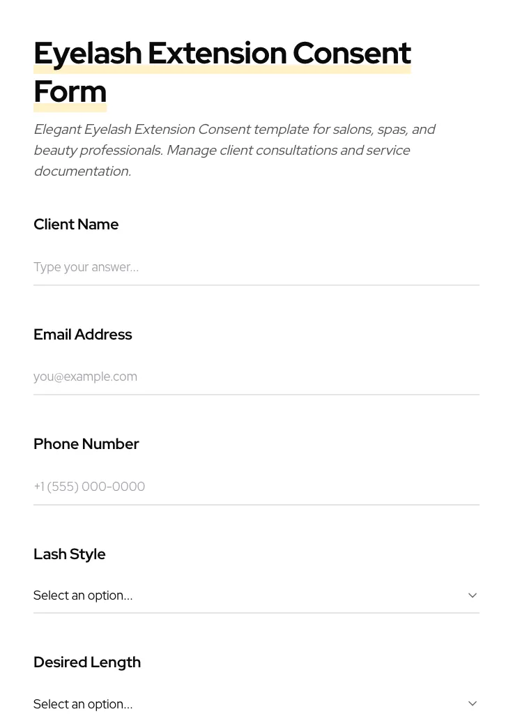 Eyelash Extension Consent preview