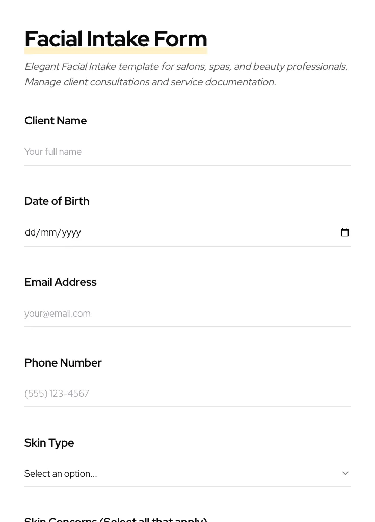 Facial Intake preview