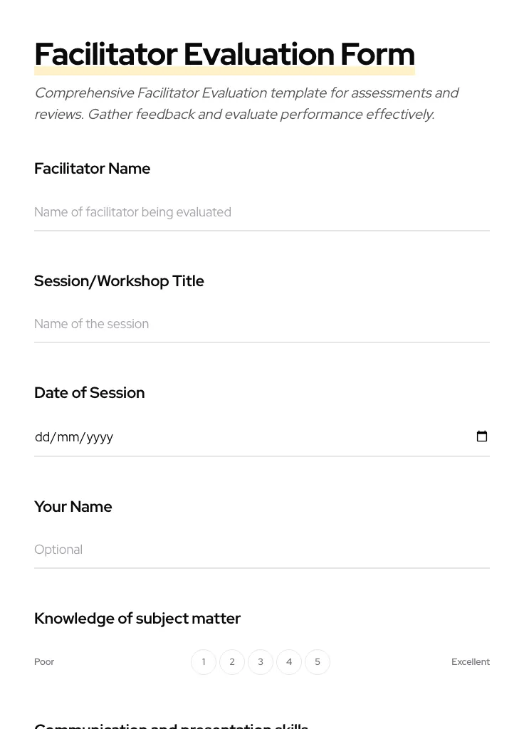 Facilitator Evaluation preview
