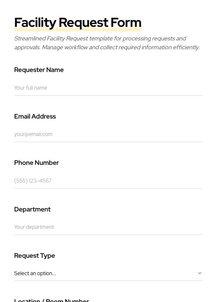Facility Request preview