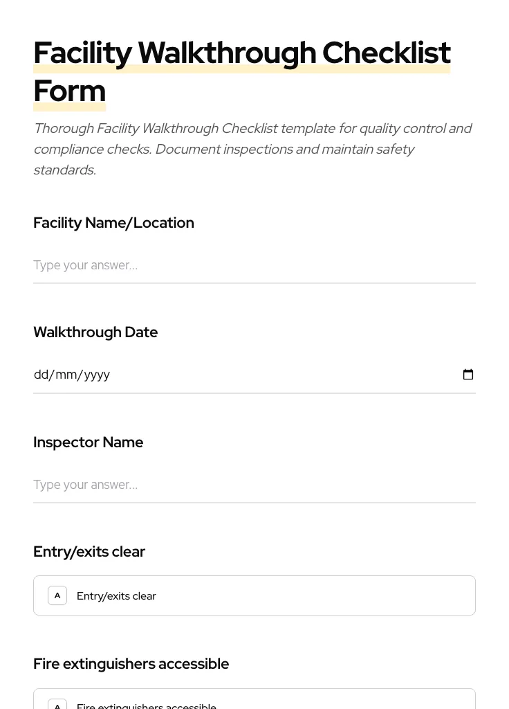 Facility Walkthrough Checklist preview