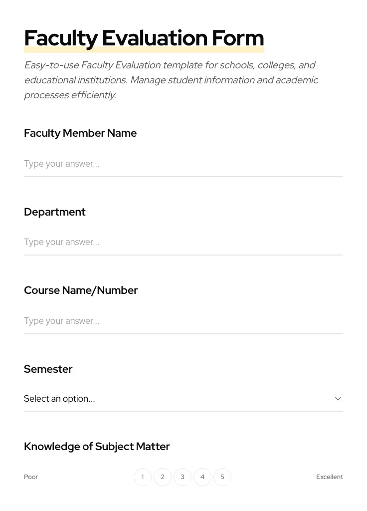 Faculty Evaluation preview