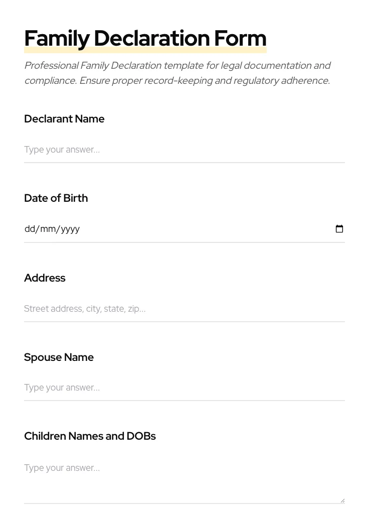 Family Declaration preview